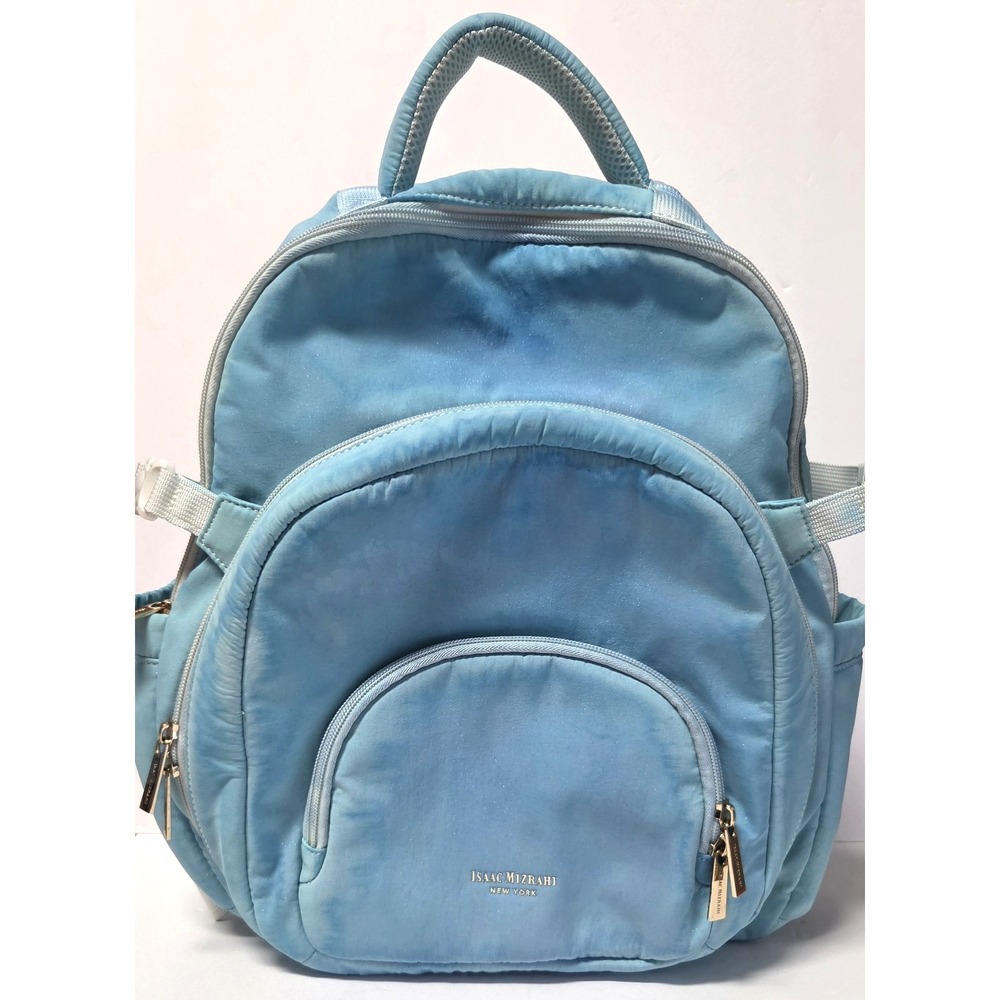Isaac Mizrahi Backpack Lt. Blu/Purp Shimmer Stanley Pockets Diaper Bag Thermal